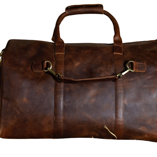 Genuine Cowhide Leather Duffel Bag With Shoe Compartment Men Made By Cowhide Crafters.